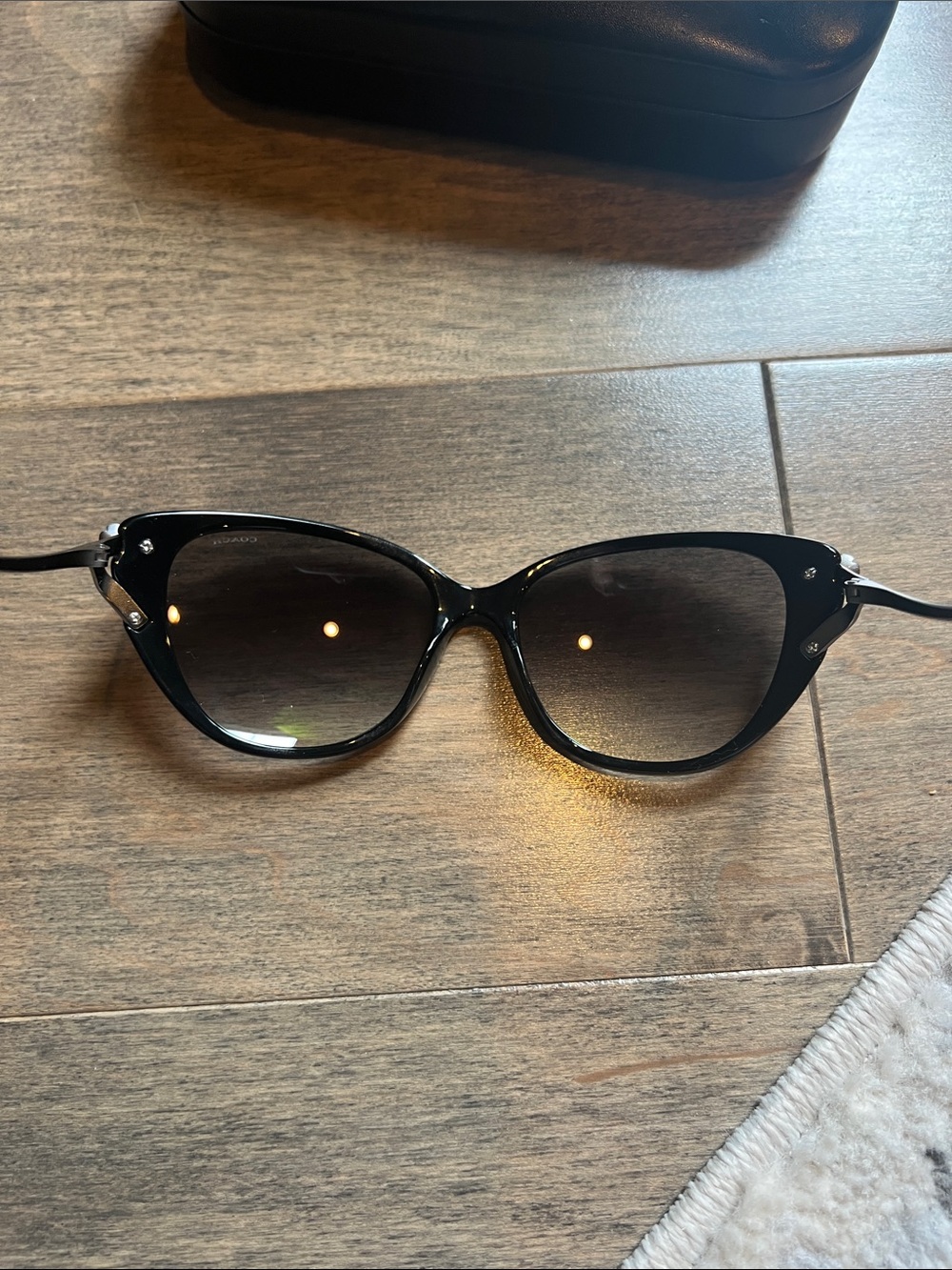 Coach Black Cat-Eye Sunglasses with Gradient Lenses - Picture 8 of 11